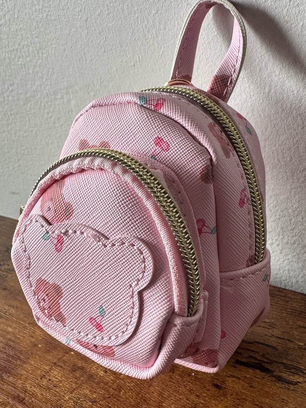 Pink Mini Bear Backpack Pouch Keychain Bag Charm 2 Pocket NWOT